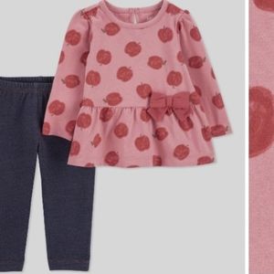 Carter's • "Just One You" Baby Girl's Apple Print Peplum Top and Legging Set